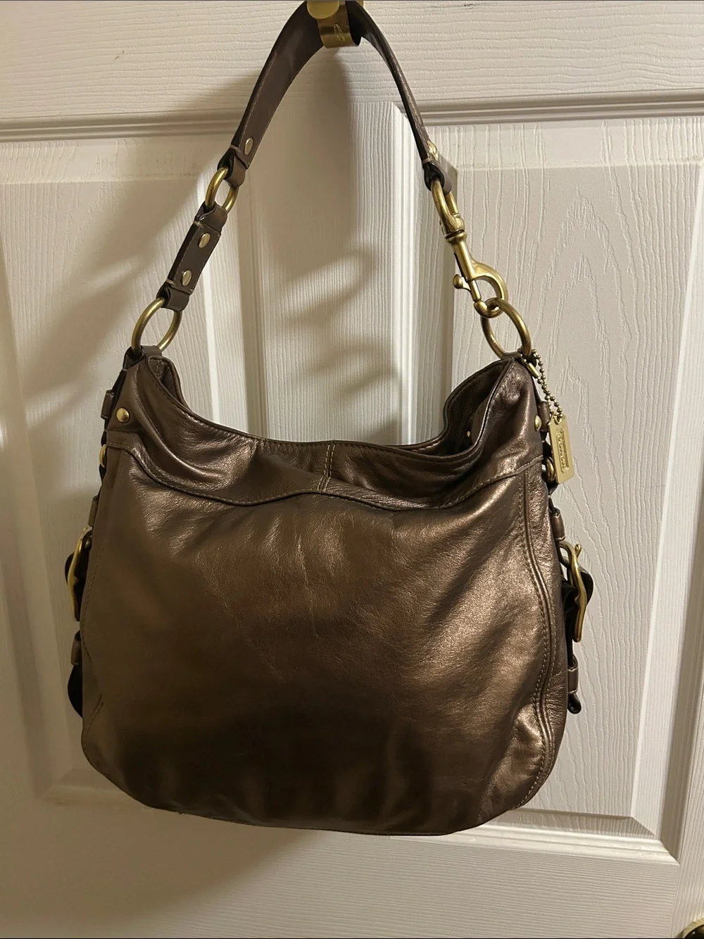 Coach Metallic Bronze Leather Shoulder Bag with Gold Hardware - Picture 7 of 11
